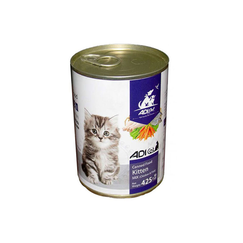 کنسرو مخصوص بچه گربه، حاوی مرغ و ماهی، 425 گرمی ،آدی کت