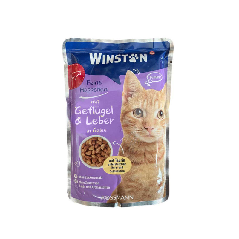 پوچ گربه، گوشت مرغ و جگر در ژله، 100 گرمی، وینستون