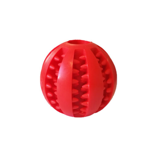 توپ بازی سیلیکونی، مخصوص سگ، سفت و دندانه دار، قرمز