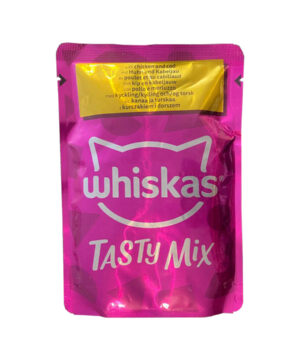 پوچ گربه، مرغ و ماهی کاد، تیستی میکس، 85 گرمی، ویسکاس