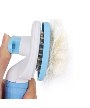 برس سیمی یکطرفه سگ و گربه، با دکمه تخلیه، بزرگ، کلین پت، آبی-2