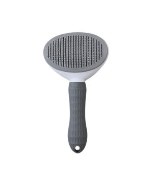 برس سیمی یکطرفه سگ و گربه، با دکمه تخلیه، بزرگ، کلین پت، طوسی-1