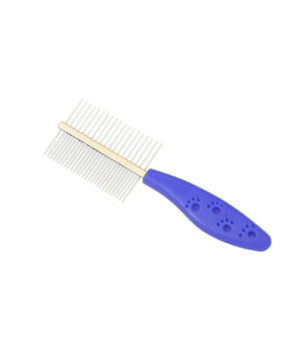 شانه گره بازکن دوطرفه سگ و گربه، طرح پنجه، پت براش، آبی