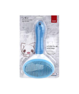 برس سیمی یکطرفه سگ و گربه، با دکمه تخلیه، بزرگ، کلین پت، آبی-1