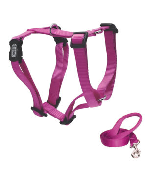 قلاده تنی سگ با بند قلاده، ساده، سایز M، داگیت، صورتی