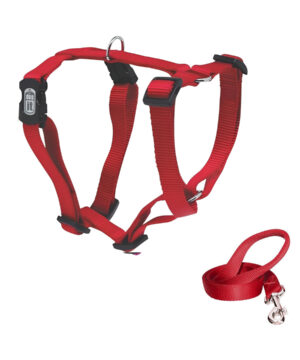 قلاده تنی سگ با بند قلاده، ساده، سایز M، داگیت، قرمز