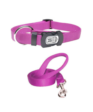 قلاده گردنی سگ همراه با لید، ساده، سایز L، داگیت، صورتی