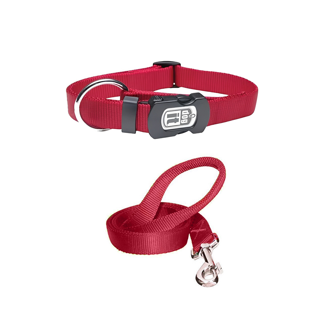 قلاده گردنی سگ همراه با لید، ساده، سایز L، داگیت، قرمز