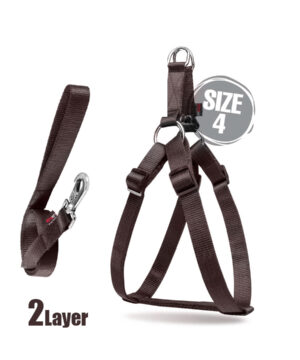 قلاده کتفی سگ، دولایه، همراه با لید، سایز 4، نیناپت، قهوه ای