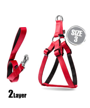 قلاده کتفی سگ، دولایه، همراه با لید، سایز 3، نیناپت، قرمز