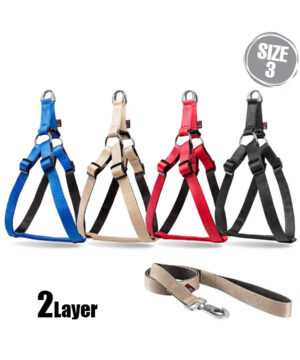 قلاده کتفی سگ، دولایه، همراه با لید، سایز 3، نیناپت، همه رنگ ها