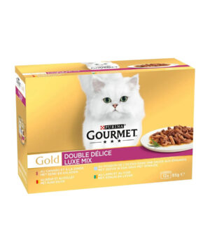 پک کنسرو گربه، دبل دیلایت، لوکس میکس، 12 عددی، گرمه گلد-1